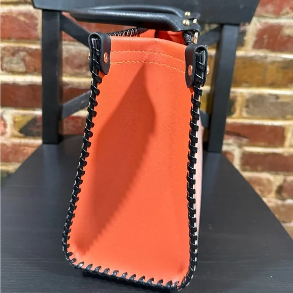 Upcycled Hermès Orange and Black Tote Bag - Picture 2 of 6